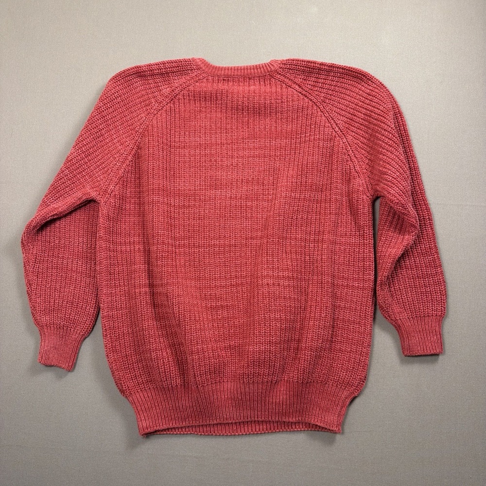 Vintage LL Bean Sweater Men XL Pink Crew Neck Fisherman Waffle Knit Cotton 80s - Picture 5 of 7